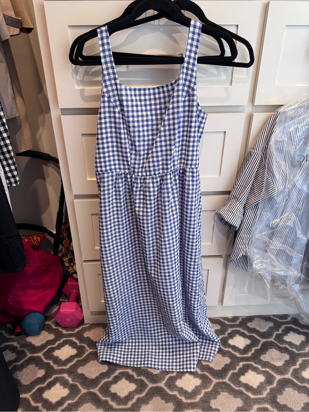 Blue Gingham Sleeveless women’s Dress